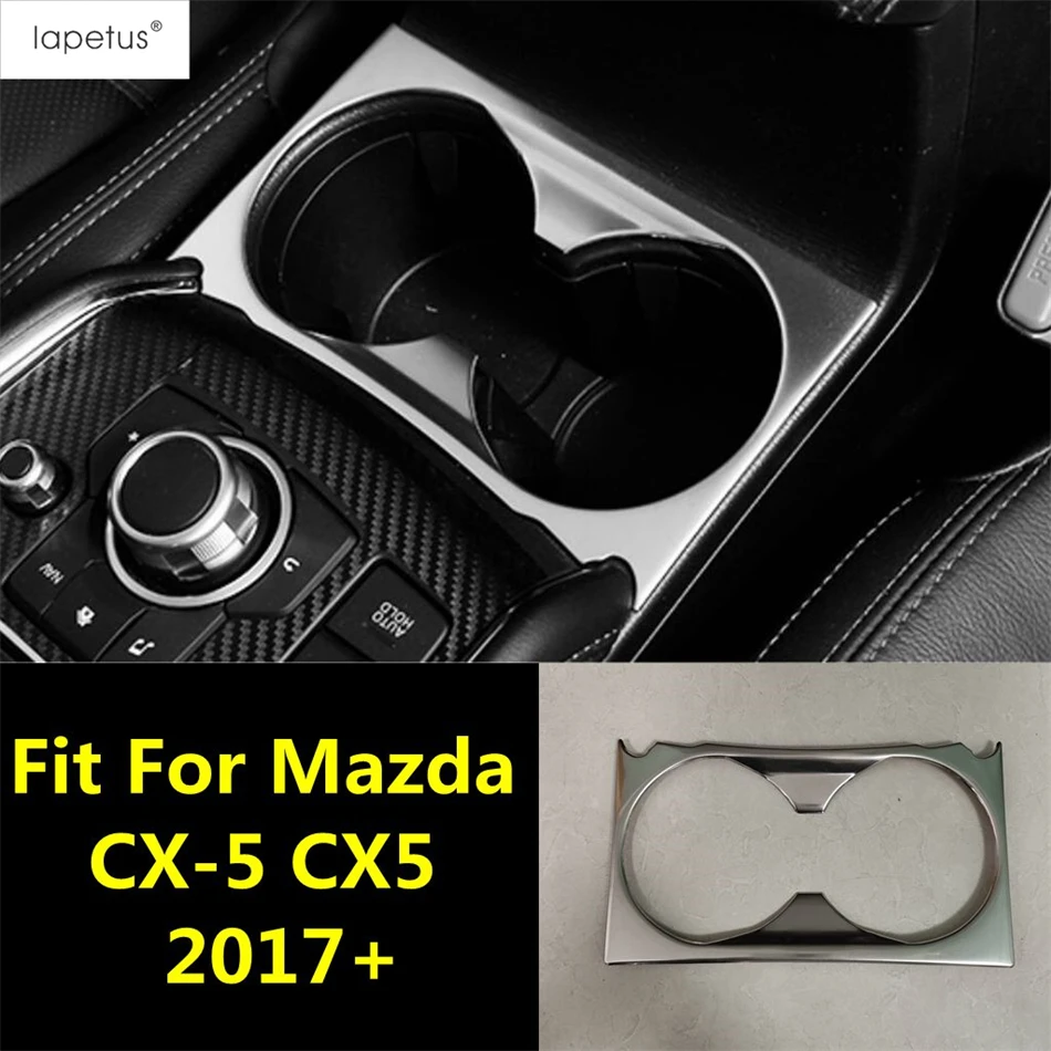 

Central Console Front Water Cup Holder Panel Decoration Cover Trim For Mazda CX-5 CX5 2017 - 2023 Silver Stainless Accessories