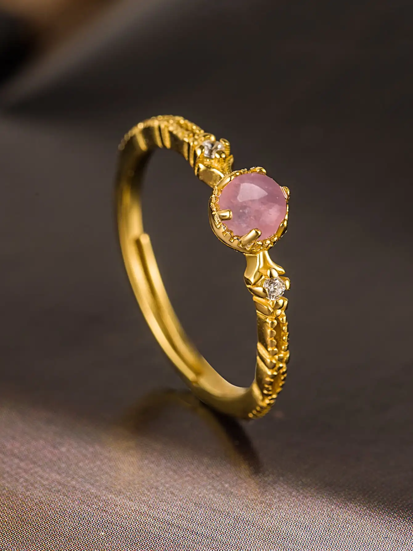 Light Luxury Real 100% 925 Sterling Silver 18k Gold pink gemstone Cubic zirconia Open Rings For Women Elegant Fine Jewelry Party Light Luxury Real 100% 925 Sterling Silver 18k Gold pink gemstone Cubic zirconia Open Rings For Women Elegant Fine Jewelry Party