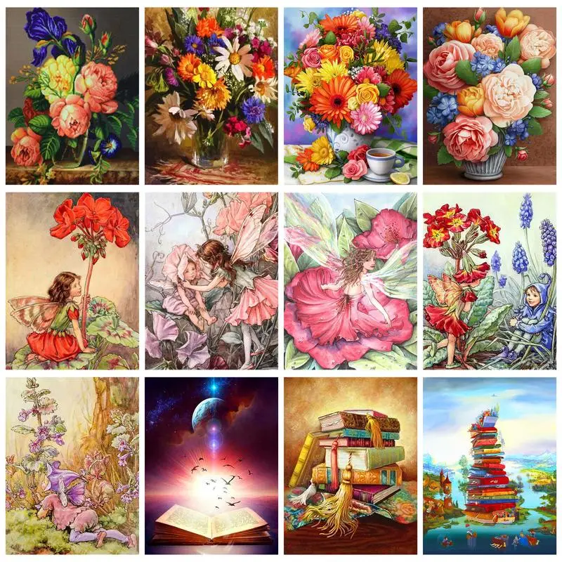 

GATYZTORY 40x50cm Painting By Numbers For Handiwork Picture Drawing Flowers Paintings Home Decoration
