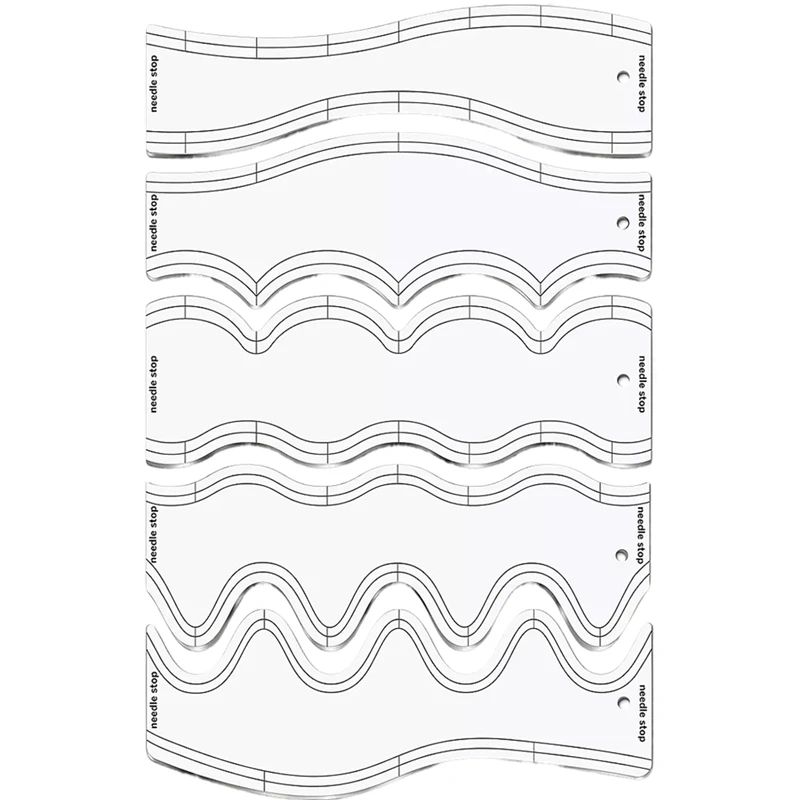 5 Pcs Acrylic Wave Ruler Quilting Stencils DIY Drawing Template Measure Tailor Ruler Soft Patchwork Ruler-A03I
