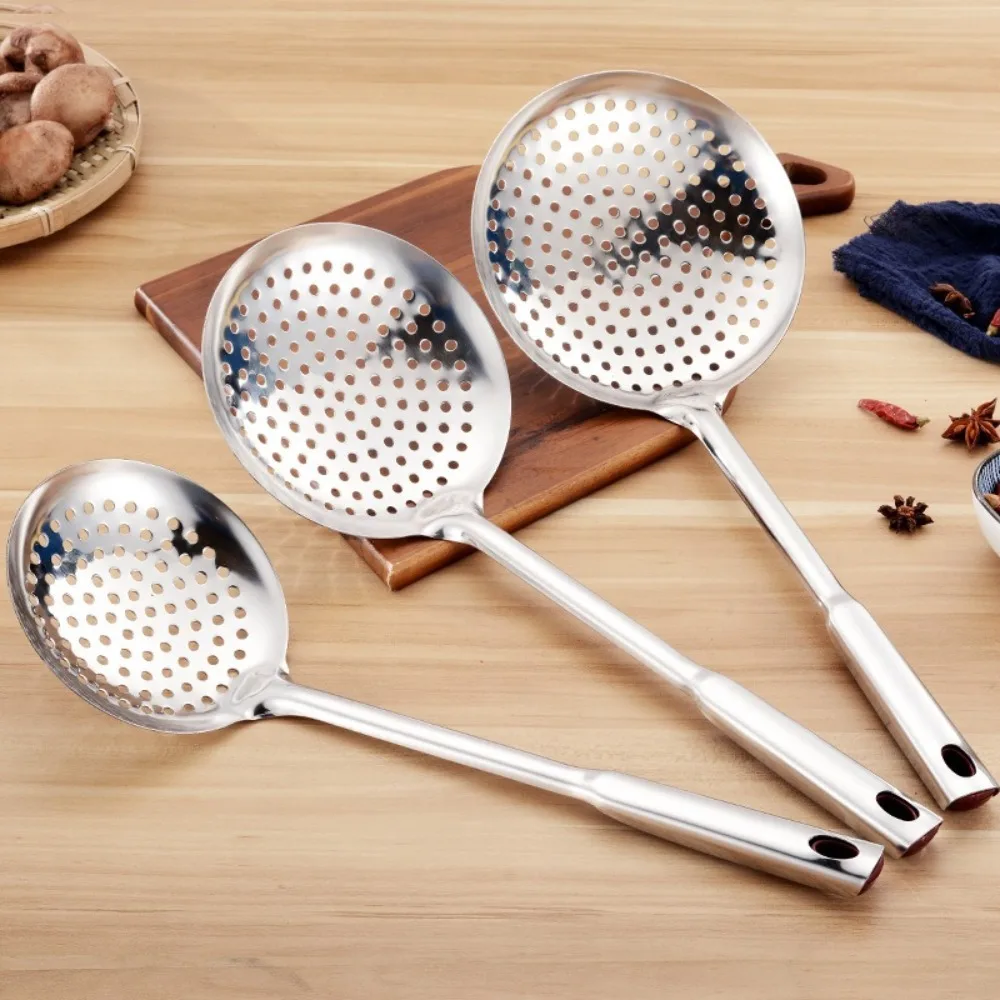 Durable Long Handle Stainless Steel Colander Multifunctional Thickened Food Strainer Sieve Scoop Cooking Tools Restaurant