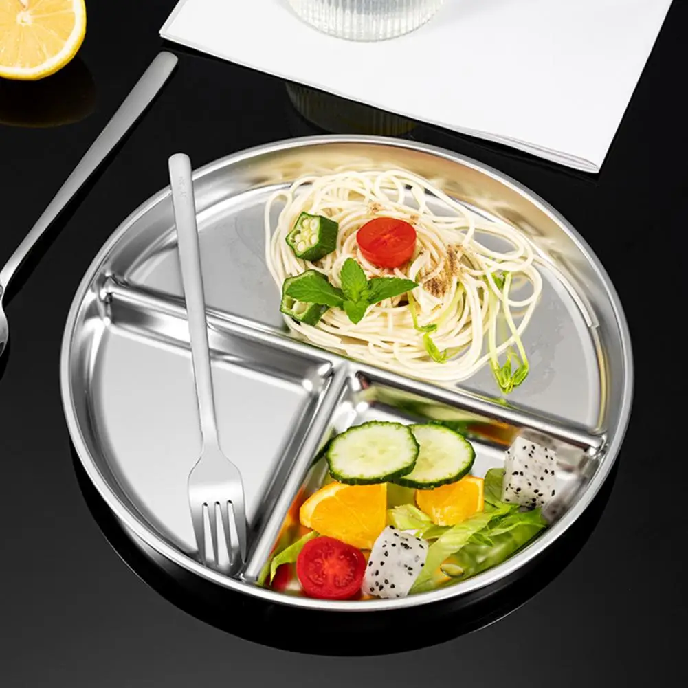 Food Plate Unique Student Stainless Steel Dinner Plate Dishwasher Safe