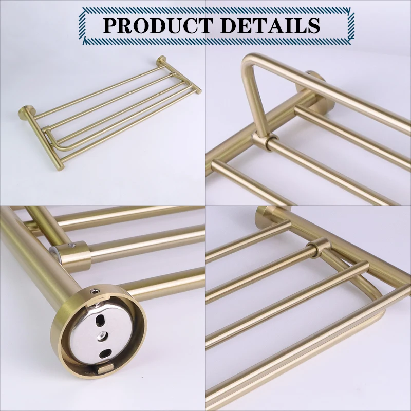 Description Picture 5 of itemFoldable Towel Rack Brushed Nickel Wall Mounted Rose Gold Black Stainless Steel Hotel Bathroom Accessories