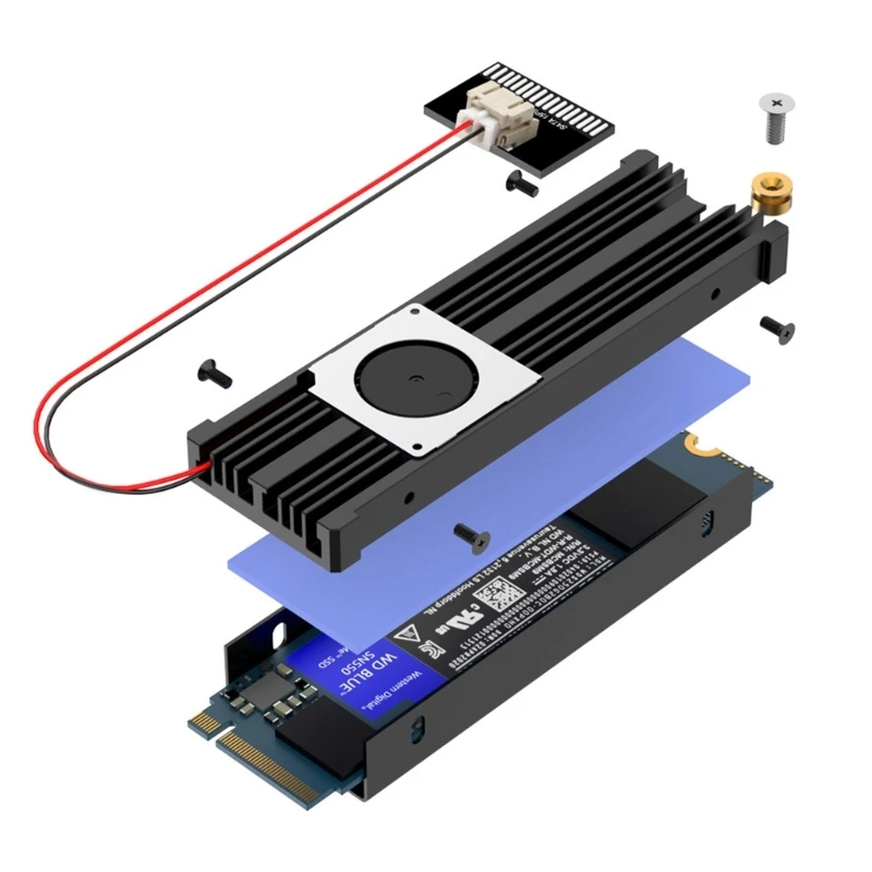 SSD Cooling Pad HeatSink NVME PCIE for M2 2280 SSD Hard Disk Heatsink Fan Cooler Thermal for Desktops PC