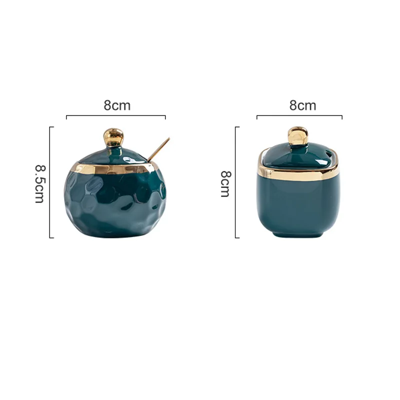 Description Picture 5 of itemCreative Gold-plated Ceramic Seasoning Jar Set with Lid Spice Box Pepper Chili Tank Oil Pot Food Storage Container Sugar Jar New