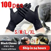 

100pcs Black Nitrile Gloves 7mil Kitchen Disposable Synthetic Latex Gloves For Household Kitchen Cleaning Gloves Powder free