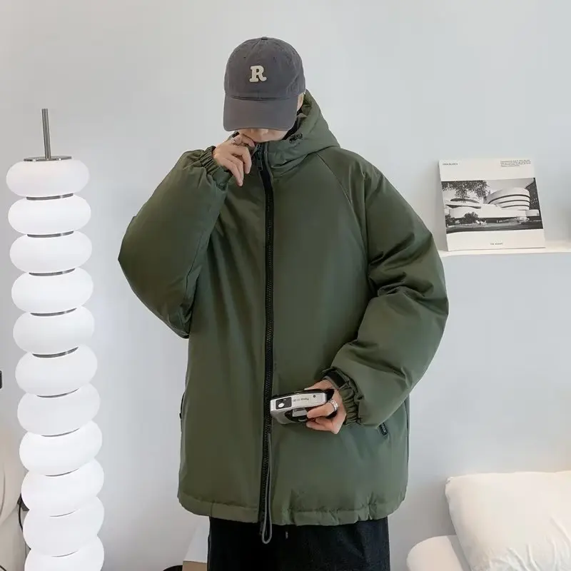 Waterproof Cotton-padded Jacket Retro Hooded Coat Men and Women Cotton-padded Jacket Trench Coat Tide Ins Function Wind Loose.