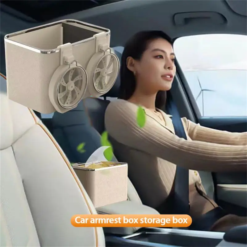 Car Tissue Storage Box Car Armrest Paper Storage Box Water Cup Holder 2in1  Multifunction Interior Storage Box