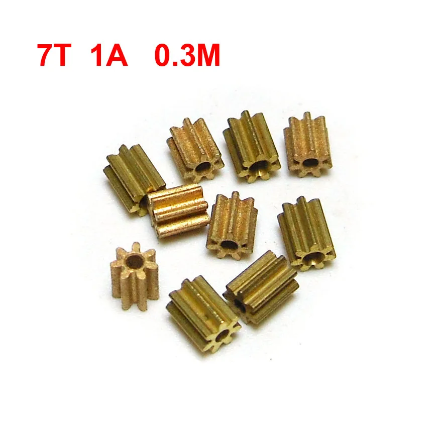 Motor Gear Metal 71A 0.3M Copper Gear 7T Toy Coreless Motor Parts 1mm Tight Shaft Match 7 Teeth Pinions 10pcs/lot