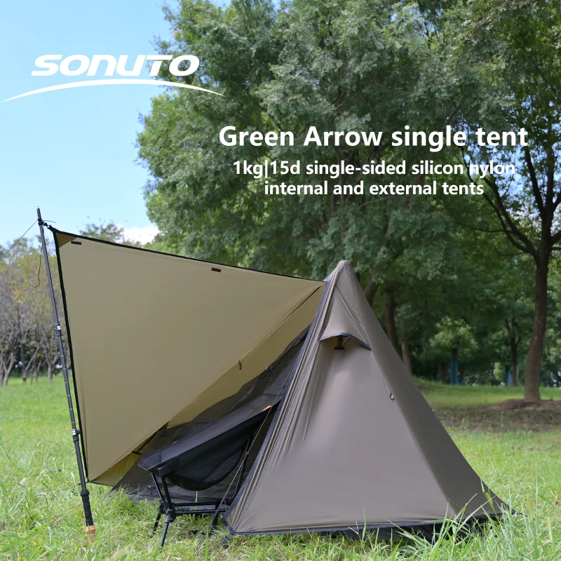 

Sonuto 15D Single-Sided Silicon Nylon Ultra-Lightweight Single-Person Camping Hiking 1kg Tent Waterproof And Mosquito-Proof