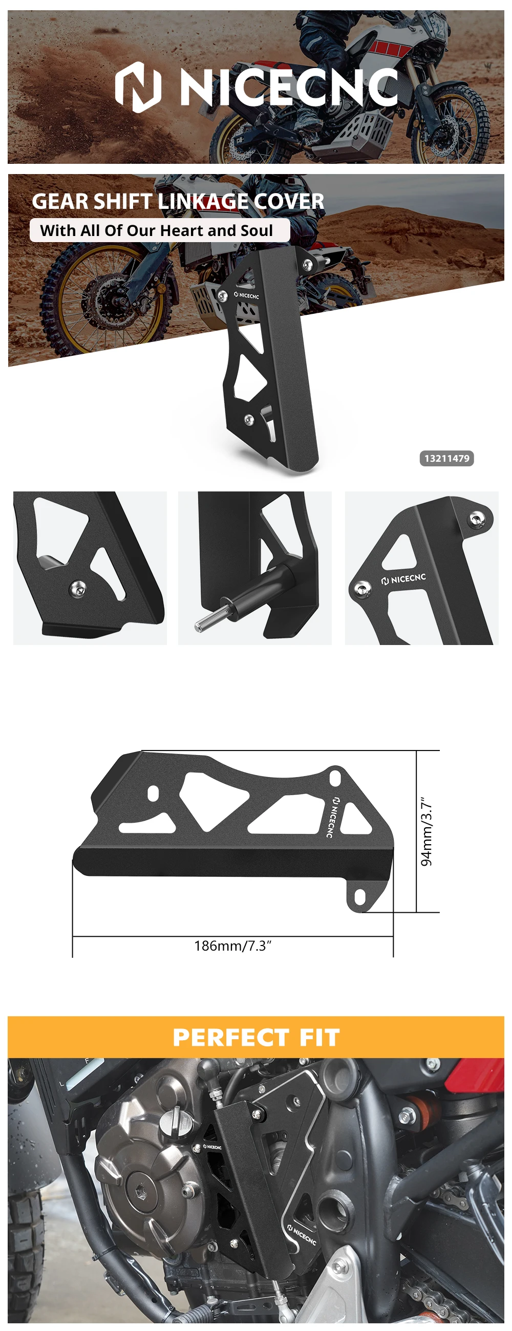 Für Yamaha Tenere 700 XTZ700 2019-2024 Schalthebel-Abdeckung Kettenschutz Kettenradabdeckung Rally Edition Tenere 700 Zubehör – Detail 1