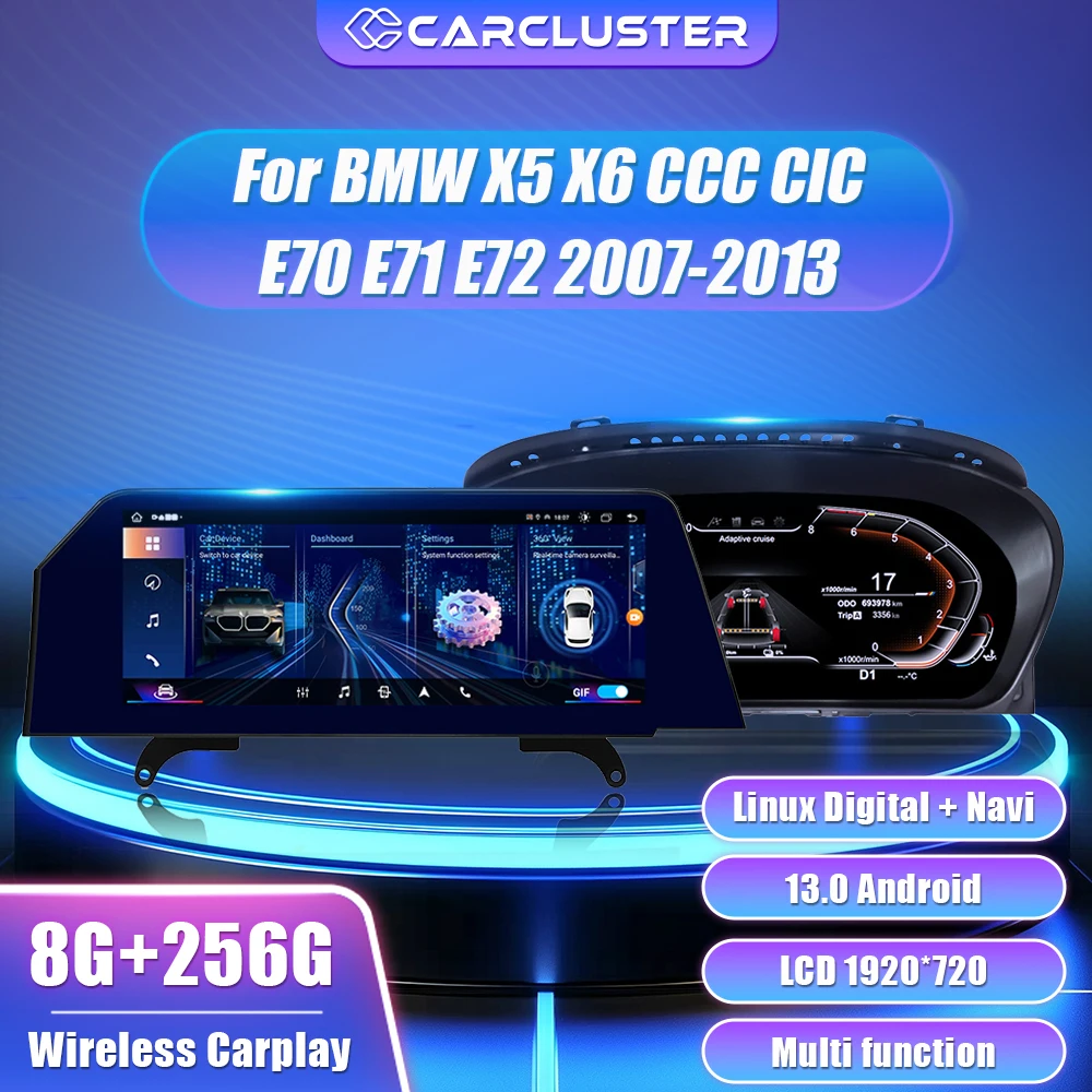 LCD Digital Dashboard Cluster Panel Cockpit Voor For BMW X5 6 (CCC CIC system) E70 E71 E72 2007-13 Car Radio Android 13.0 Player