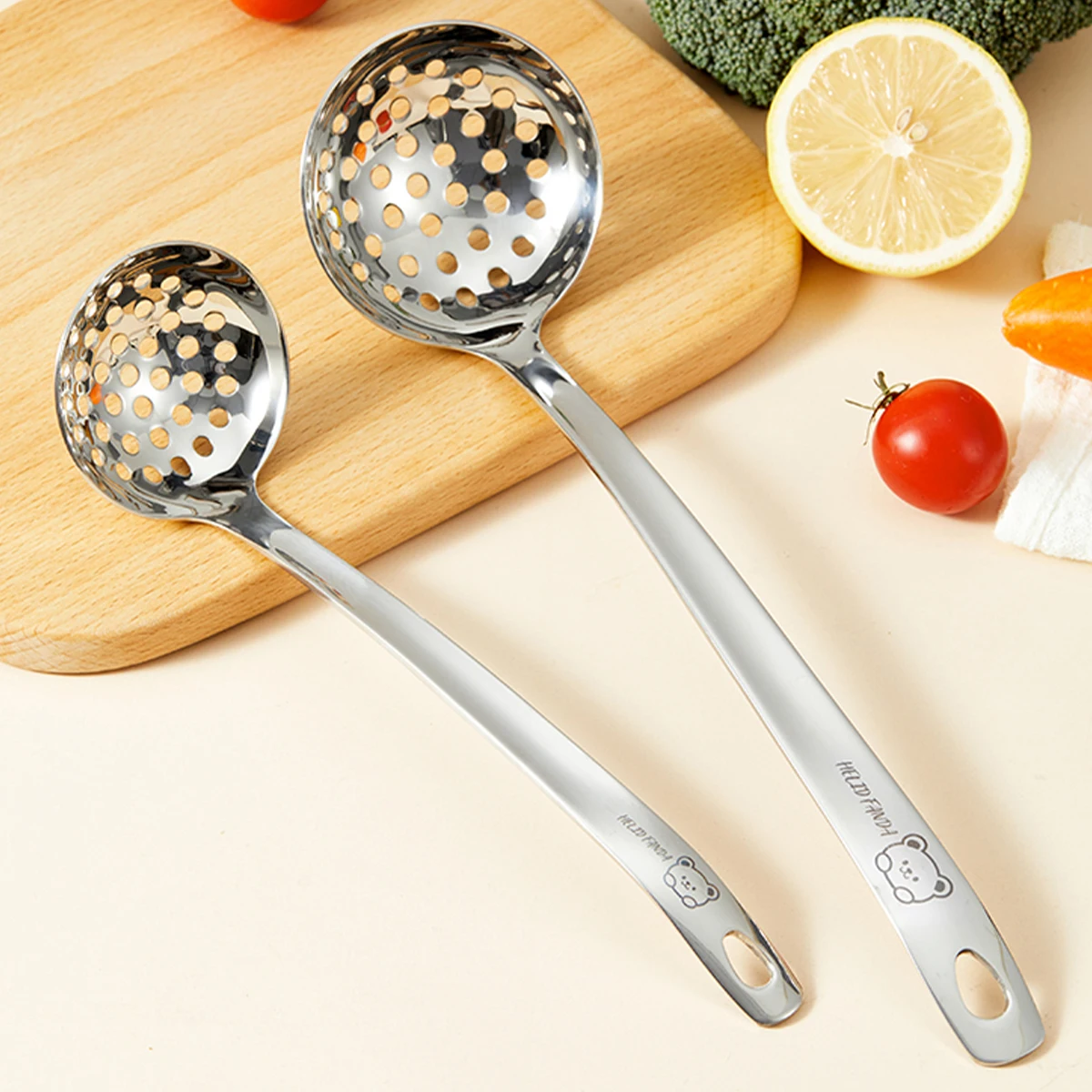 WORTHBUY 316 Stainless Steel Food Grade Hot Pot Spoon Thickened Long Handled Colander Spoon Soup Kitchen Utensils