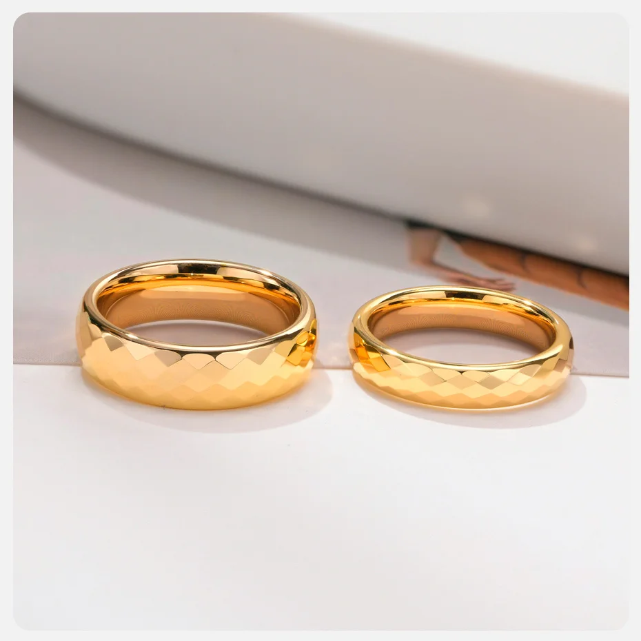 Vnox Wolfram-Eheringe für Paare, facettenreiches Rauten-Fingerband, 4 mm/6 mm, für Männer und Frauen, Versprechen, Verlobungsschmuck – Detail 8