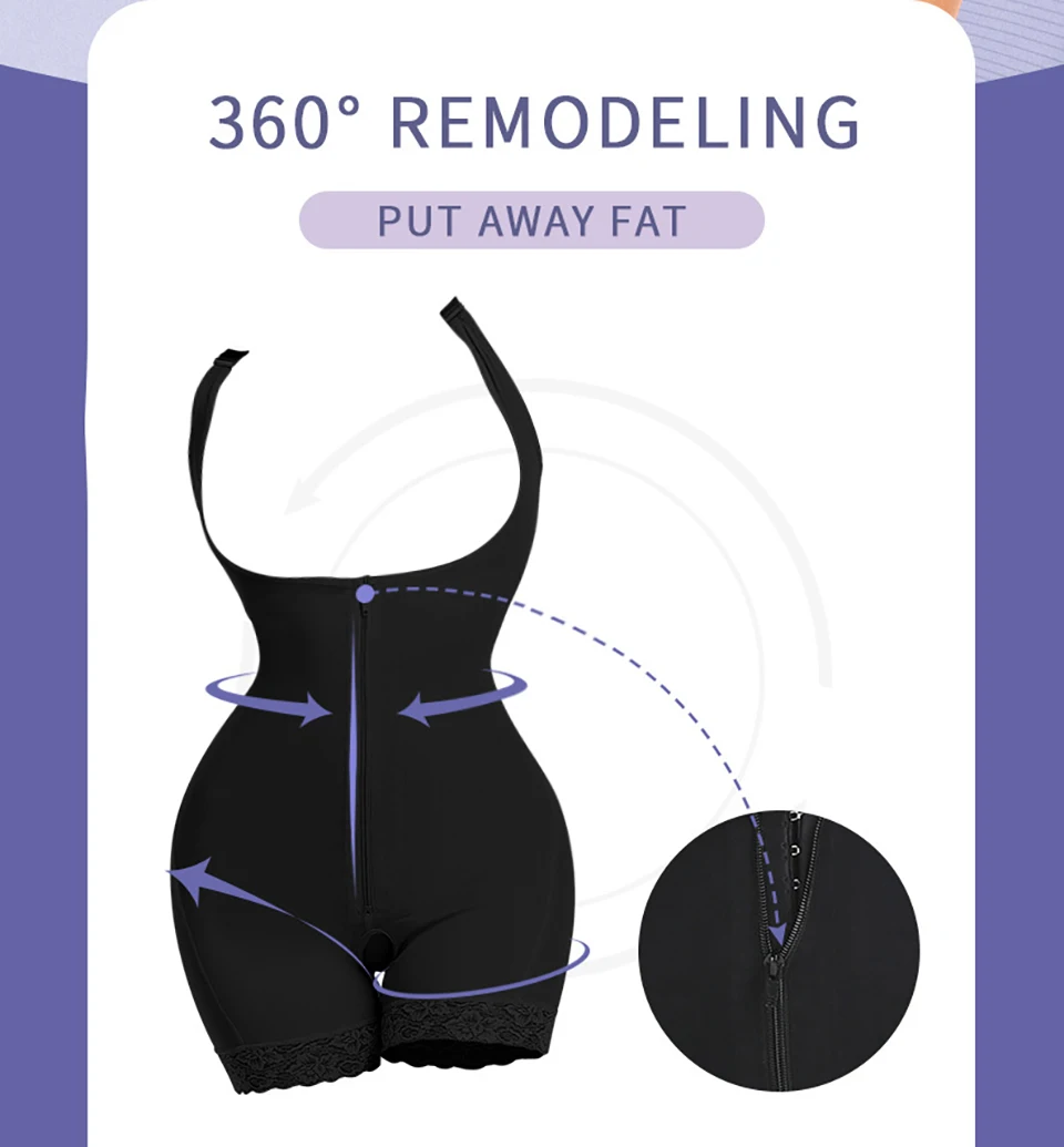 Description Picture 5 of itemSlimming Shapewear for Women Postpartum Tummy Control Body Shaper Butt Lifter Bodysuit Zipper Open Bust Open Crotch Corset Fajas