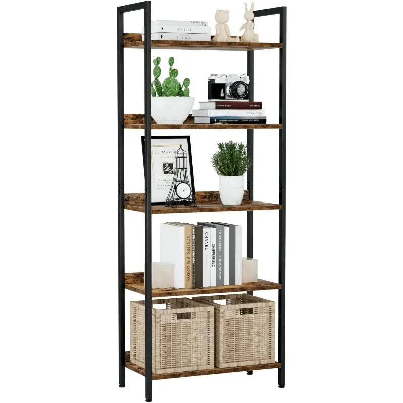 

NUMENN Bookshelf, 5 Tier Bookshelves, Home Office Bookcase Shelf Storage Organizer, Free Standing Storage Shelving Unit