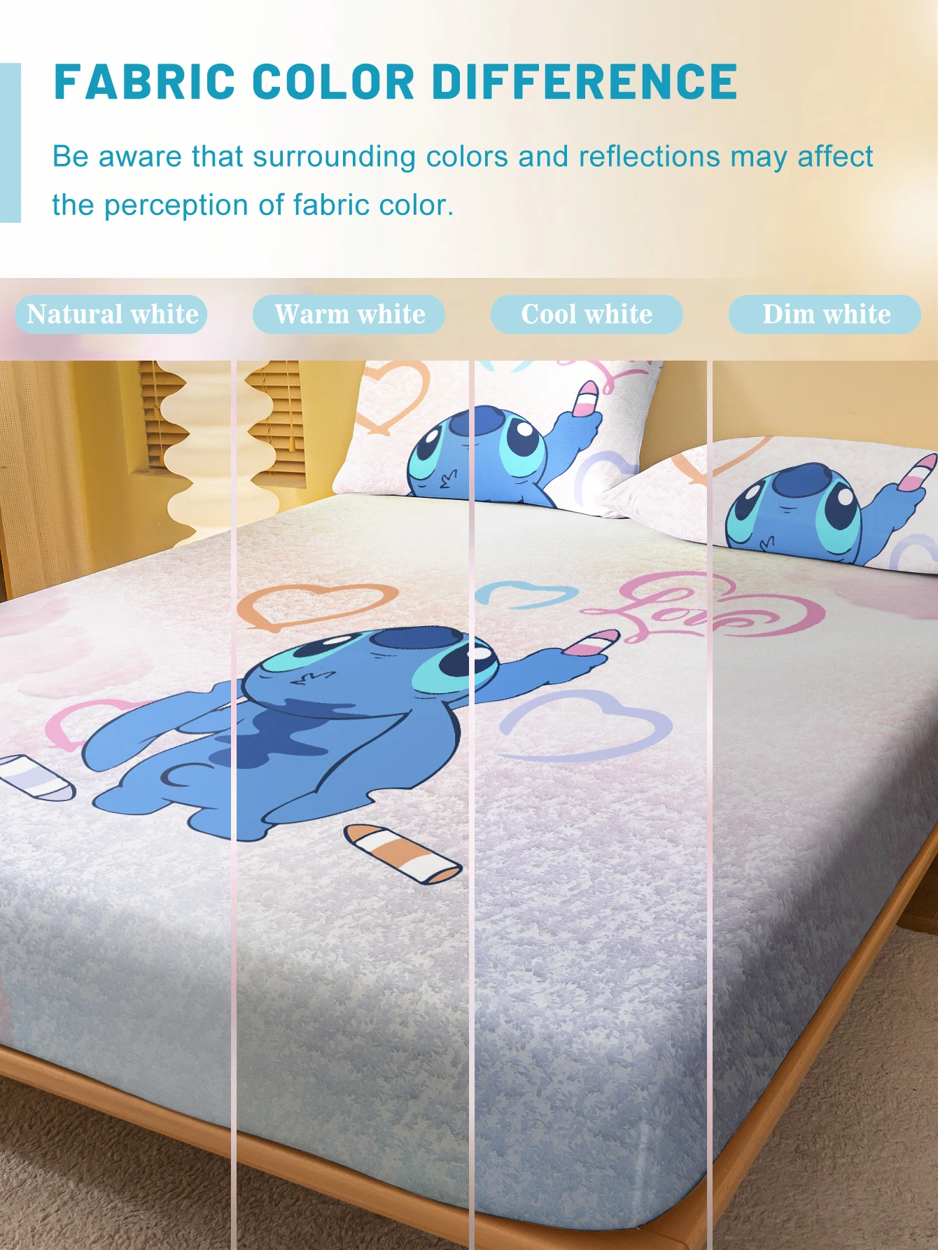 1 cartoon cute Stitch pattern digital printed frosted Fitted Sheet,bedroom printed bed cover,bedding(No pillowcase) 4