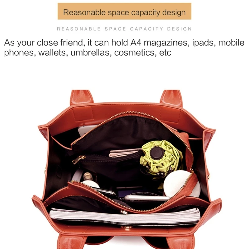 Women Handbags Retro Tote Bag Casual Shoulder Bags Soft PU Leather-Crossbody Bag
