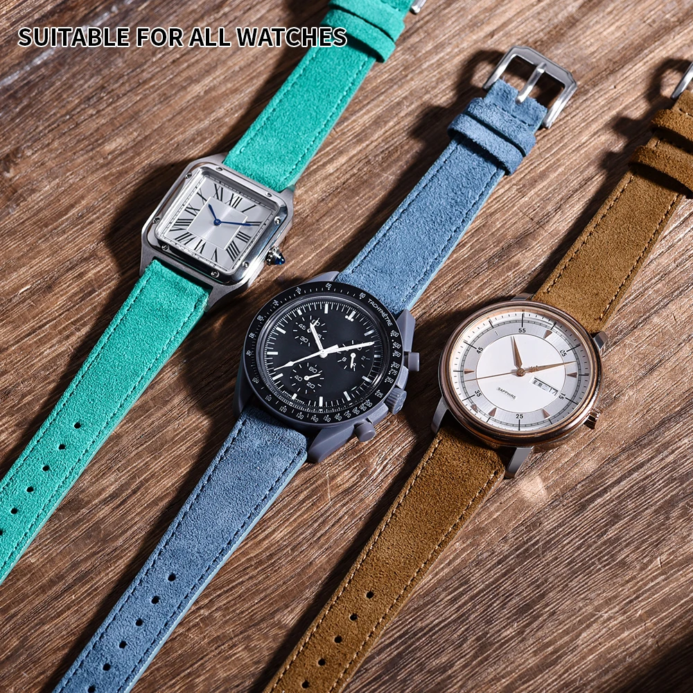 Vintage Suede Leather Quick Release Watch Strap - Handmade Wrist Band, Multiple Sizes