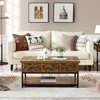 Rustic Lift Top Coffee Table w/Hidden Compartment & Open Shelf, Lifting Tabletop Coffee Accent Table for Living Room 4
