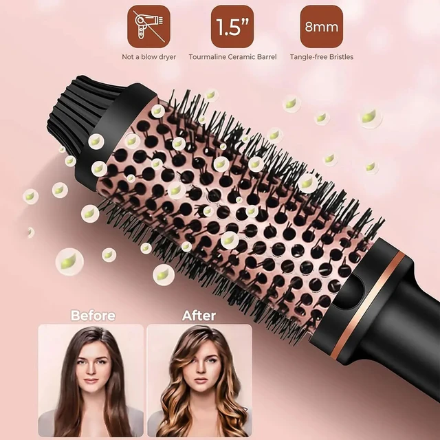 Piastra per capelli ionica 3 in 1 Ferro arricciacapelli professionale Spazzola per acconciature riscaldata Spazzola termica antiscottatura Bacchetta arricciacapelli 5