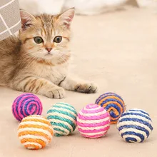 

4cm 5cm 7cm Colorful Sisal Interactive Ball Cat Toy Pet Supplies Cat Training Catcher Cat Accessories Random Color Yarn Ball