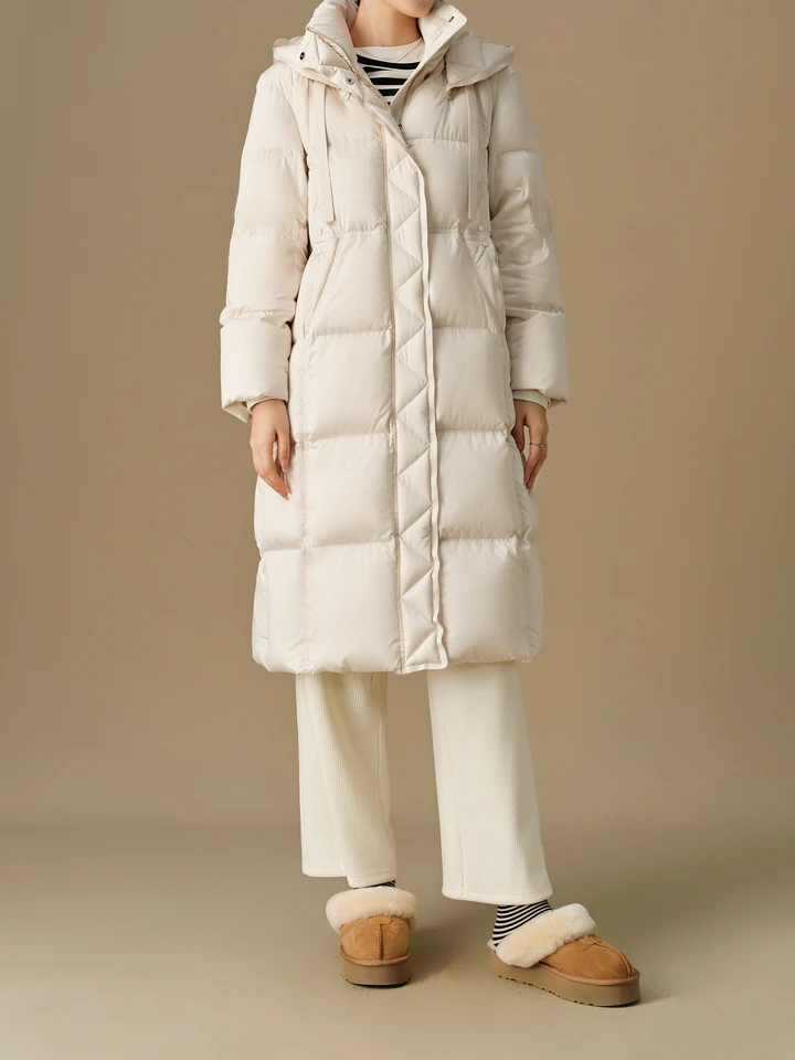 DUSHU Plus Size 239-268G Filling Amount Women's Long Beige Down