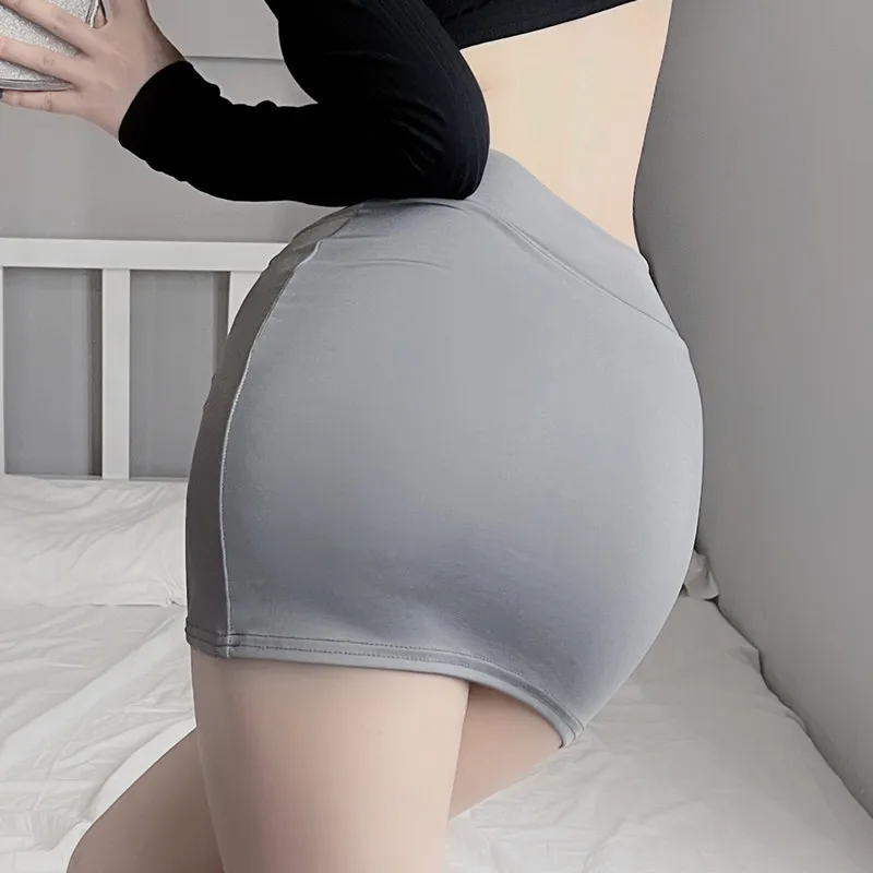 Sexy Thin Skinny Mini Skirt Without Lining Solid Color Low-rise See-through Hip Lifting Short Skirt Women Clubwear 1