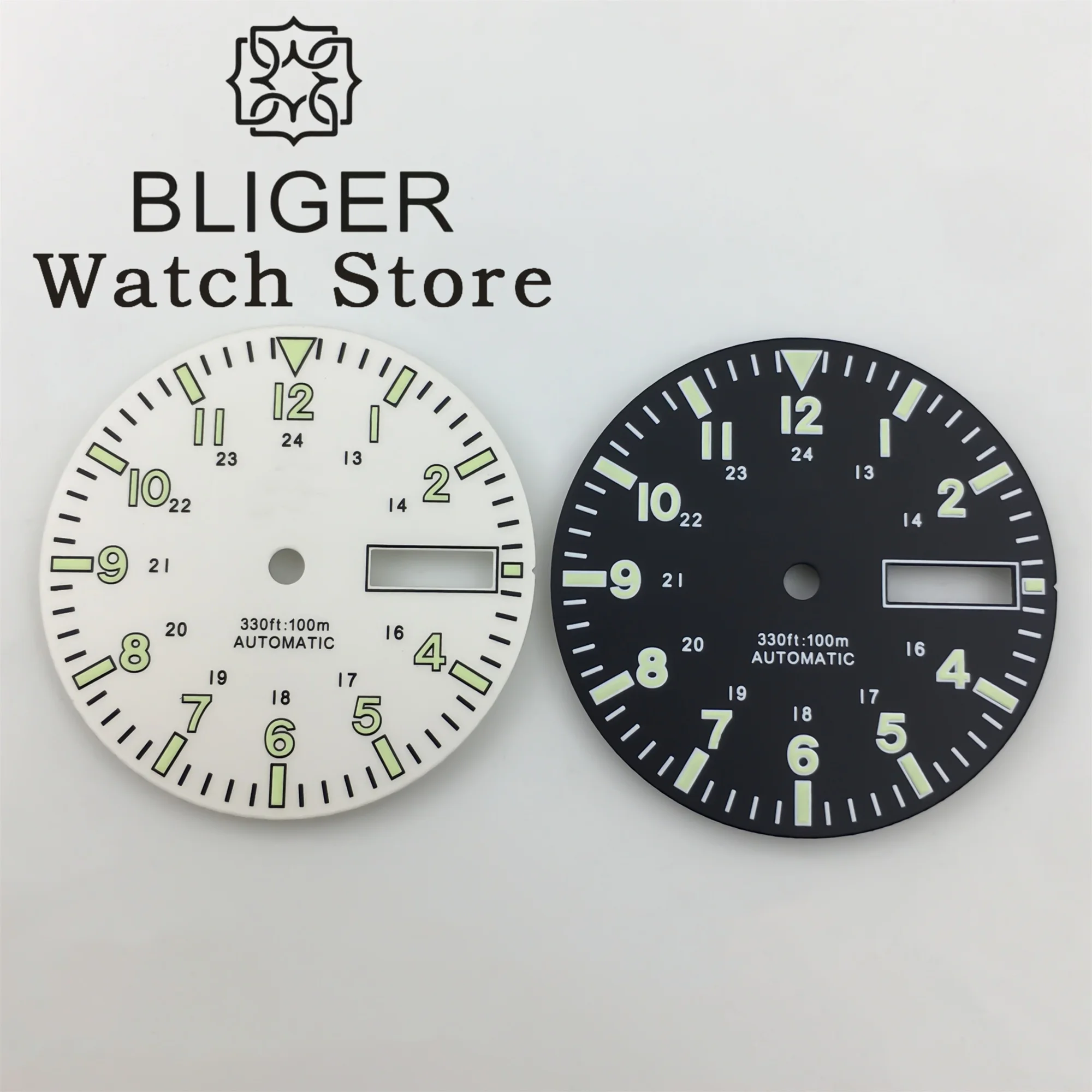 Watch Dial 28.8mm Week date window Dial Green Luminous Watch Face Modified Accessories Fit NH36 movements watch dial accessories,watch face accessories