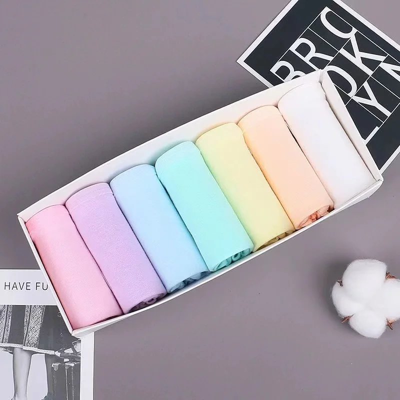 7PCS Cotton Panties Women Comfortable Underwears Sexy Middle-Waisted Underpants Female Lingerie Big Size Ladies Briefs M-2XL