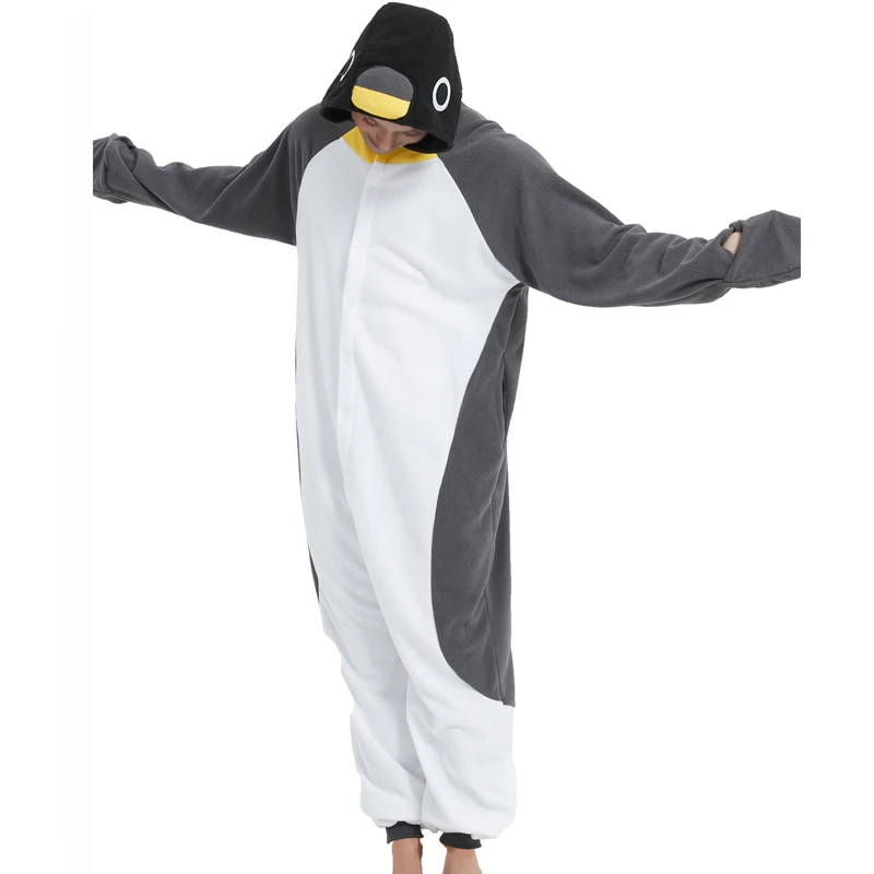 Adult unisex animal pengu cosplay game costume kigurumi one piece pajamas halloween christmas party hooded cartoon pajamas