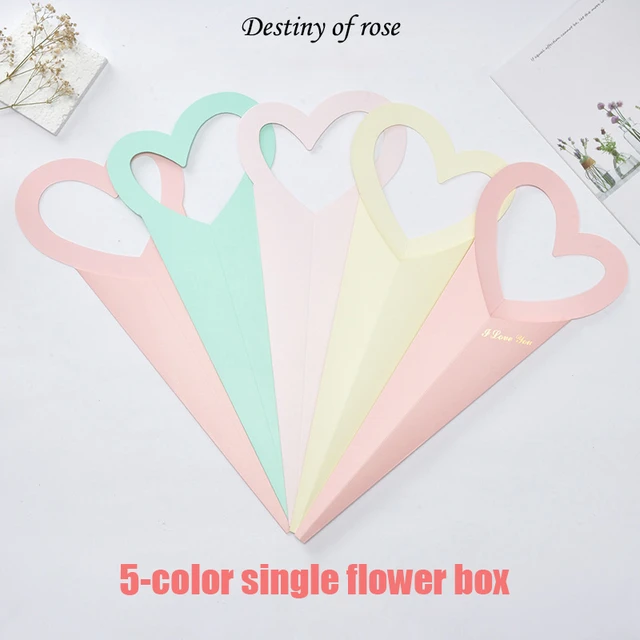 Visland 5PCS Bowknot Flower Packaging Box Rose Flower Box Paper Bag Single  Bouquet Box Valentine's Day Birthday Party Christmas Gift 