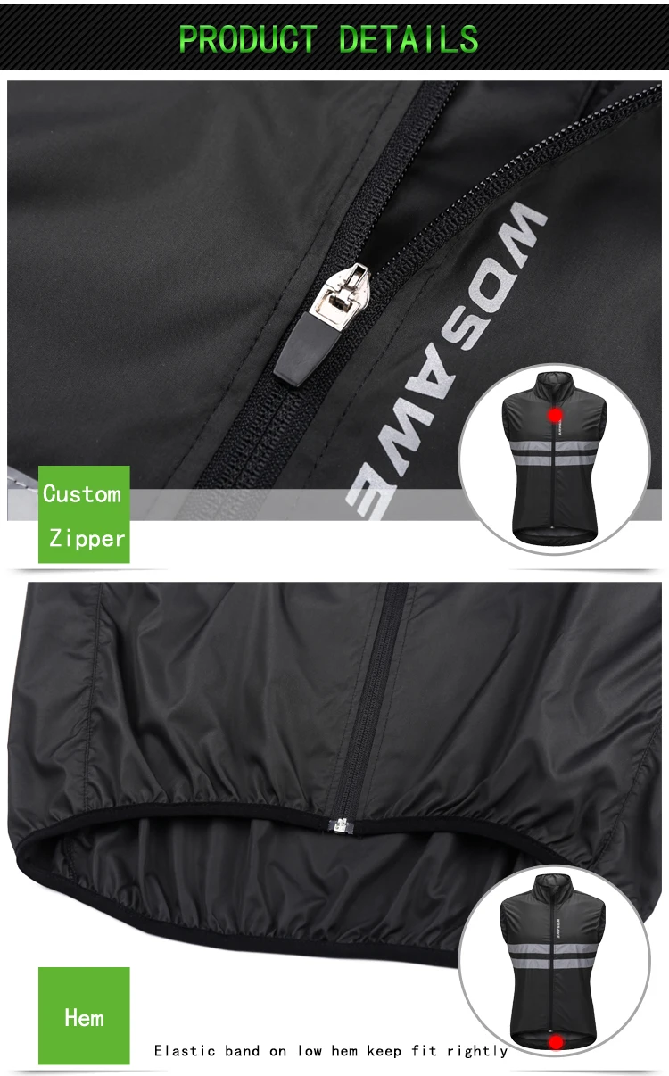 [On Sale] WOSAWE Men's Cycling Jacket Windbreaker Lightweight Reflective Jacket for Men Women Running MTB Bicycle Jersey