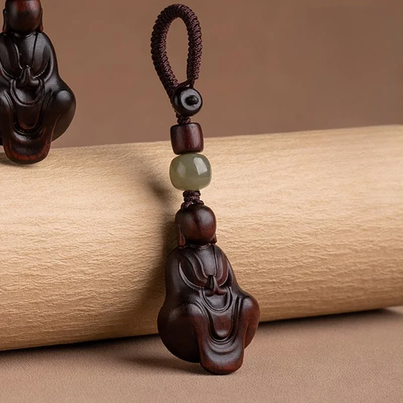

Mencheese Natural Pterocarpus Santalinus Buddha Car Key Ring Pendant Handmade Creative Gift Pendant Pendant