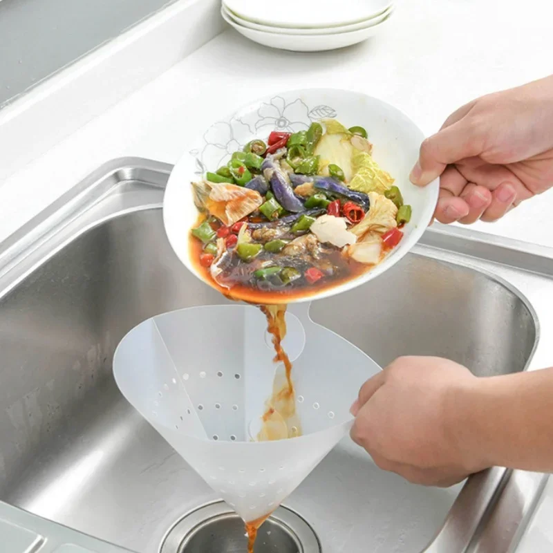 Kitchen Sink Filter Drain Foldable Reusable Suction Sink Colander Strainers Leftovers Food Stopper Sifter