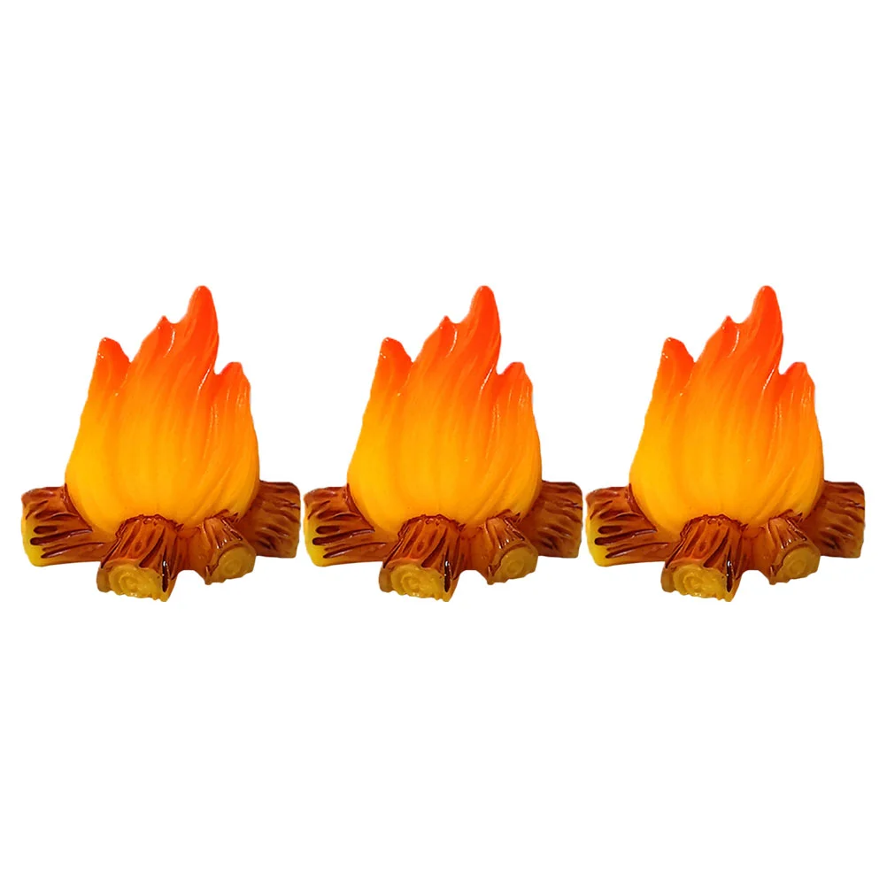 

3 Pcs Mini Firewood Pile Micro Fake Model Toy Camping Accessories Decorations Party Miniature Resin
