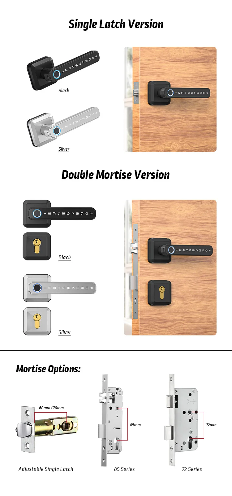 T3 Europe Fingerprint Smart Lock TT Lock App Control Biometric Password Lever H