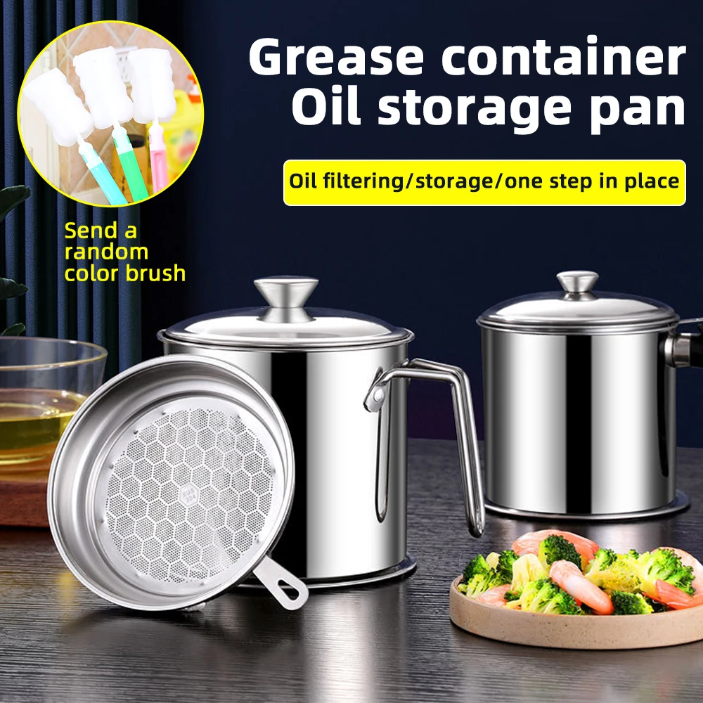 Obelix Grease Container Oil Pot With Fine Mesh Strainer Oil Storage