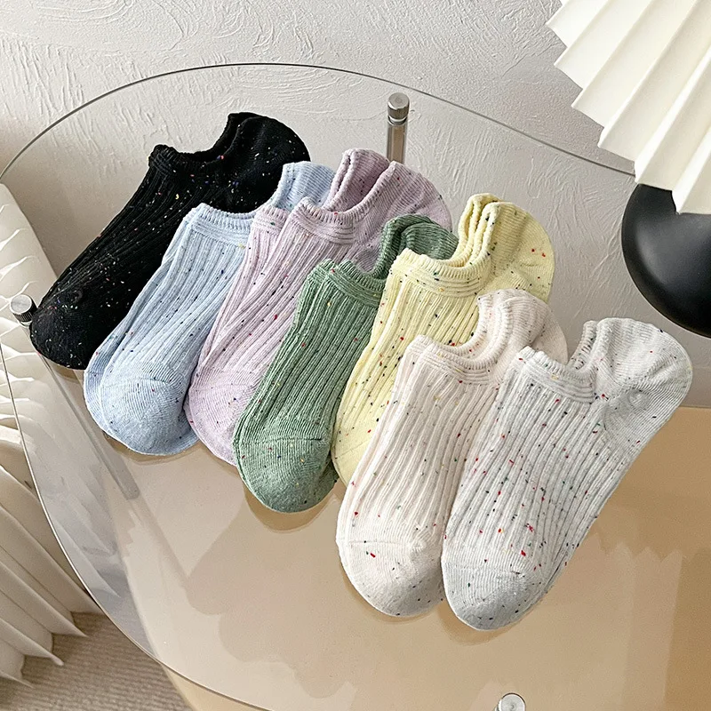 

Summer New Ladies Socks Ins Fashion Cute Candy Color Cotton Thin Boat Socks Invisible Non-Slip Simple Solid Color Women's Socks