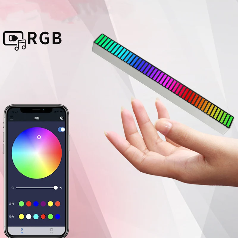 

Светодиодная лента RGB с голосовой активацией, цветной светодиодный индикатор уровня музыки, 32 бита, для рабочего стола и автомобиля