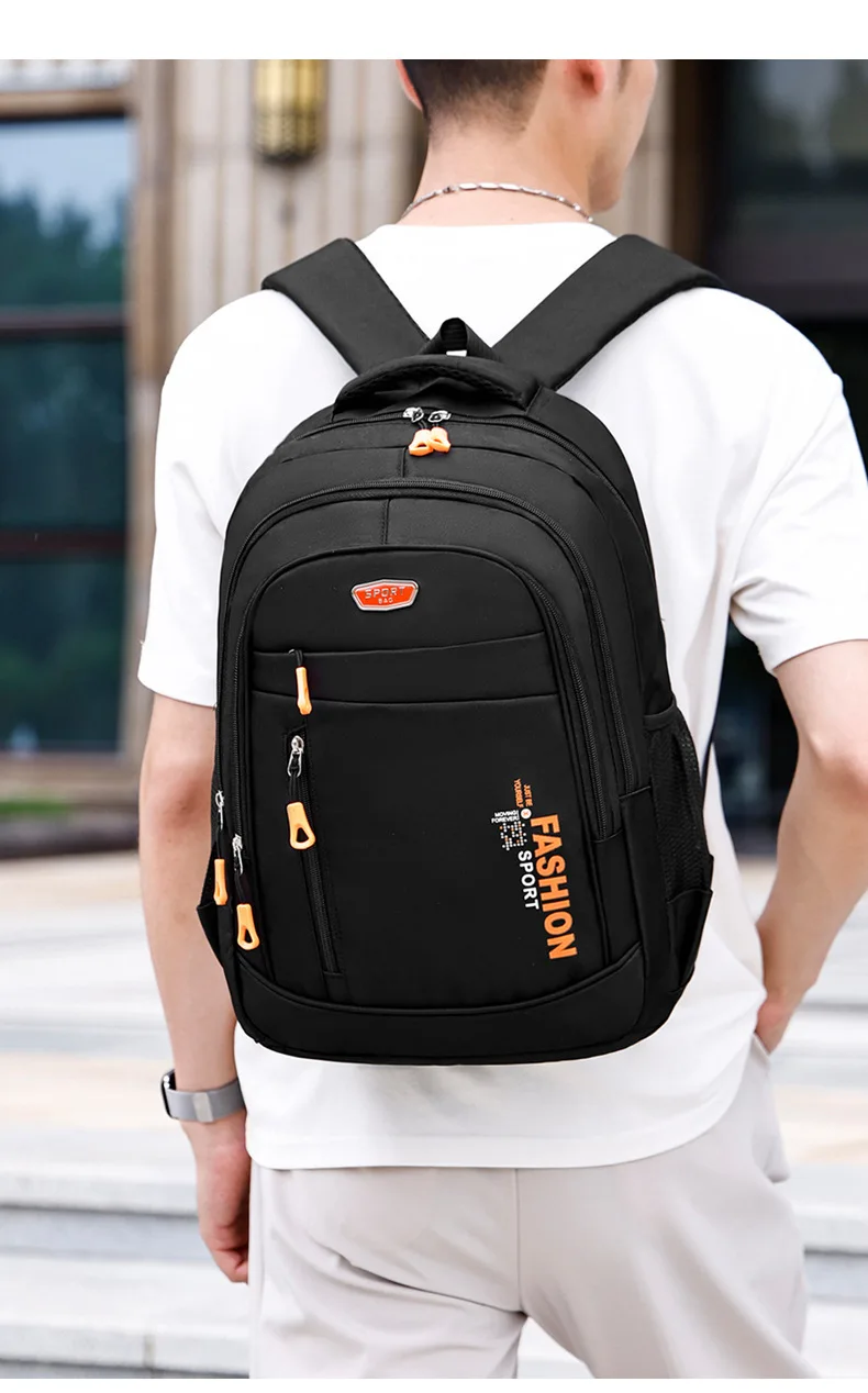 Farbblock-Rucksack mit großer Kapazität, Reise-Laptop-Rucksack, Business-Männer, lässige Mode, High School, doppelte Umhängetaschen – Detail 20