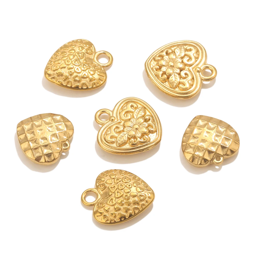 5 stücke Edelstahl Gold Retro Herz Charms Liebe Anhänger Schmuck Handgemachte Charms Für DIY Nacklace Anschlüsse Zubehör