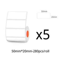 Wide Thermal Label Sticker - White Self - Adhesive Paper (50mmx20mm - 5 rolls)