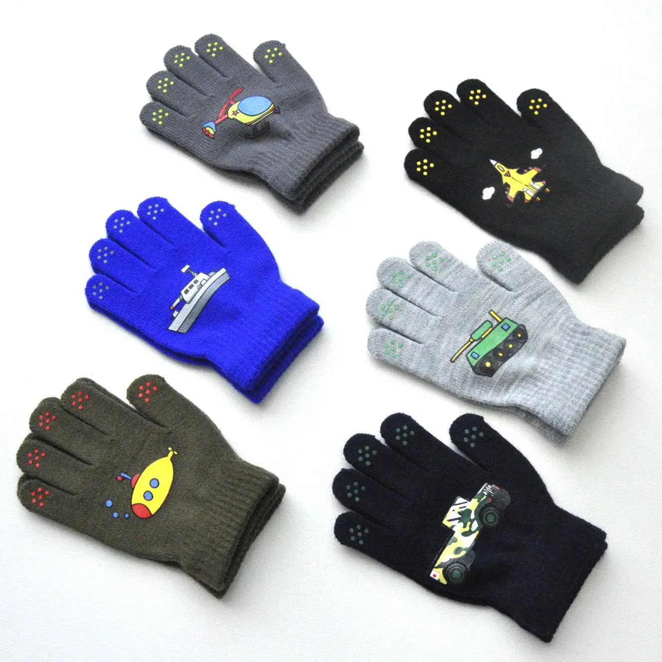 Cool Cars Children Knitted Warm Gloves For 5-12Y Baby Students Winter New Full Finger Mittens Outdoor Cycling Skiing Gloves