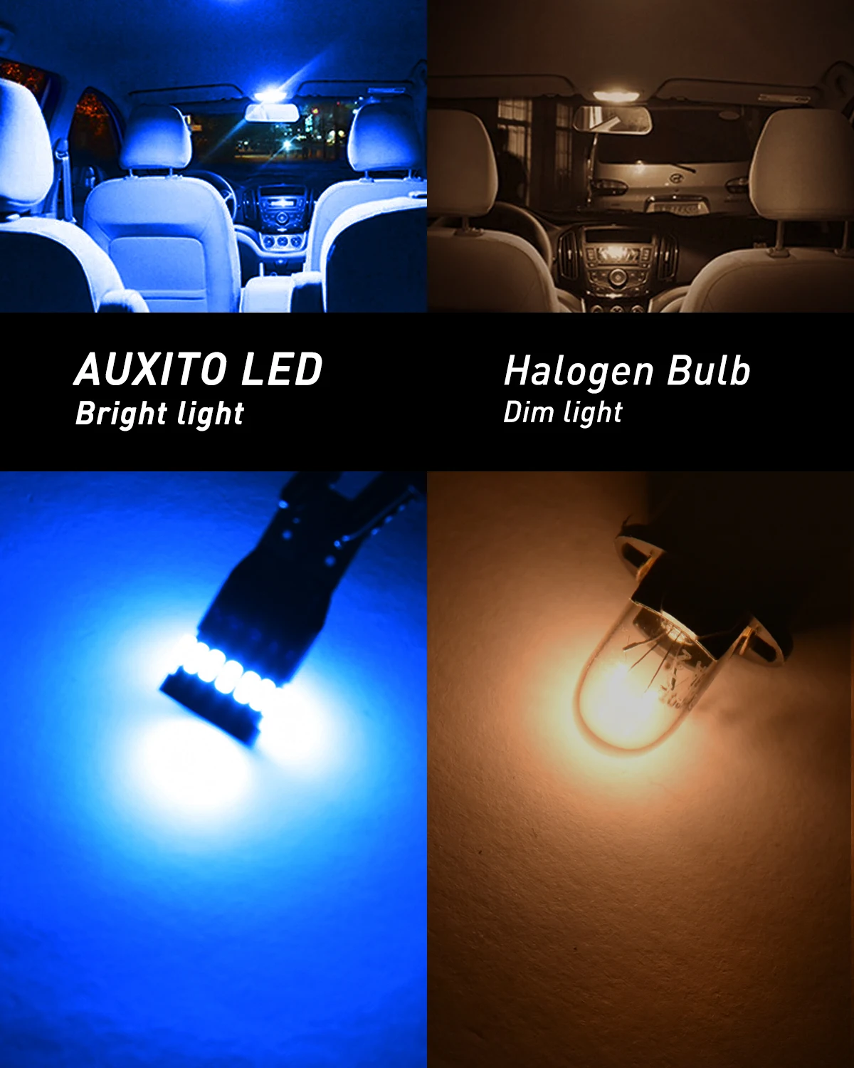 AUXITO-Ʈ Ʈ ڵ  ̵ Ʈ, 10x W5W T10 LED CANBUS,  , 5W5 12V 5W, 194 1668, ڵ , ȭƮ ڹ  