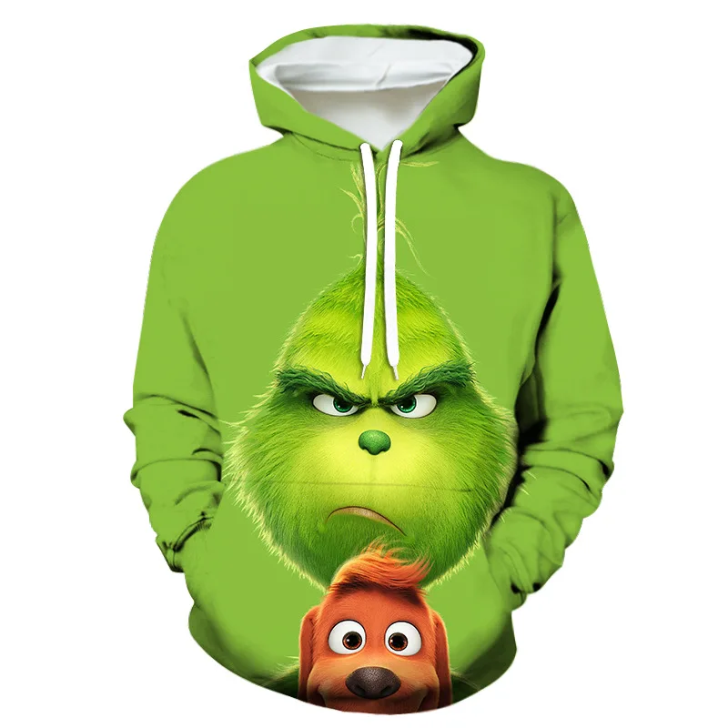 Green Hairy Monster 3D Digital Print Unisex Hoodie Sweatshirt Comfortable Polyester Long Sleeve Casual Streetwear for Teens