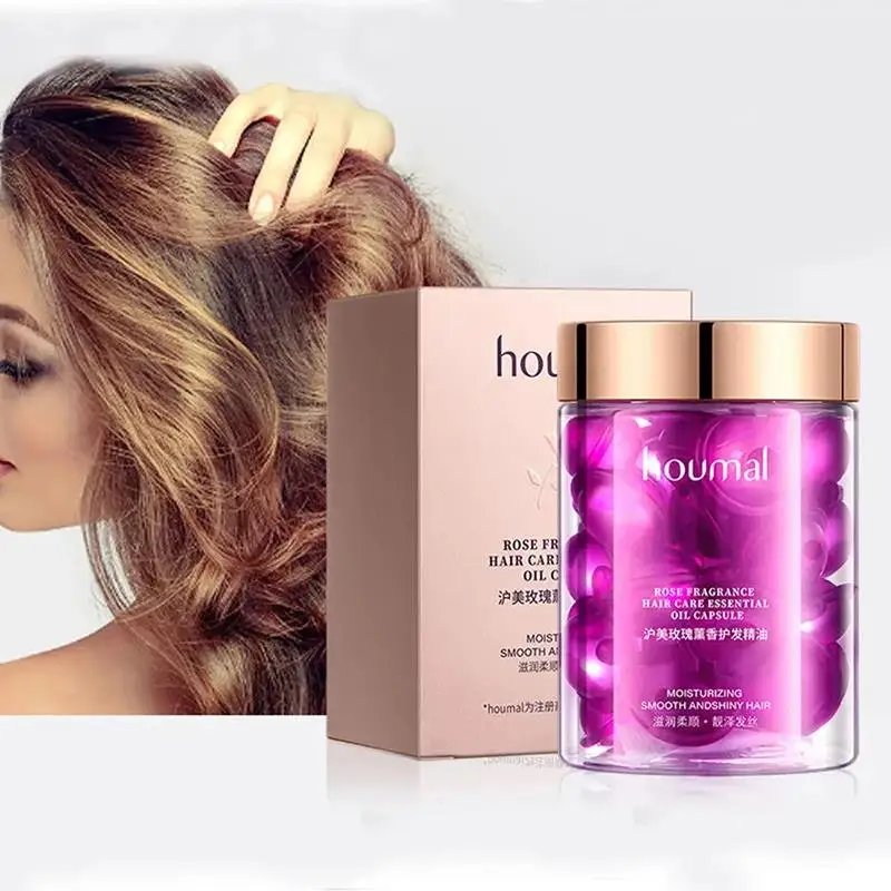 

Hair Rose Essential Oil Smooth Silky Hair Vitamin Capsule Nourishing Treatment Repair Damaged Hair Serum Strengthen Hair 30pcs