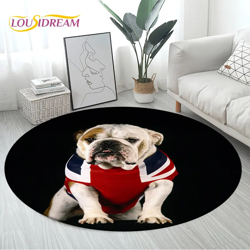 Cute-French-Pit-Bull-Dog-Pet-Pup-Round-Area-Rug-Carpet-for-Living-Room ...