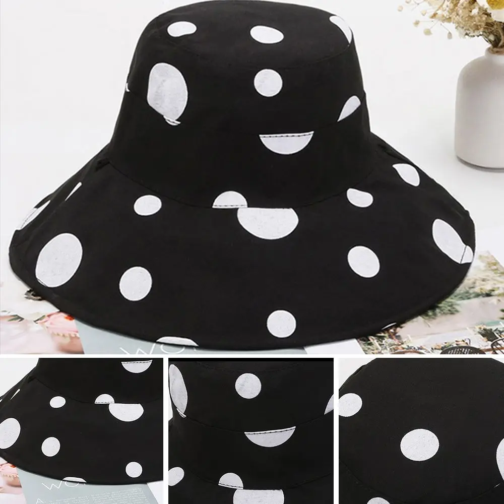 prada bucket hat 2022 Newest Fashion Reversible Bucket Hat Anti-UV Polka Dots Printed Sun Hat Beach Cap Fisherman Cap Women Summer Accessories female bucket hat