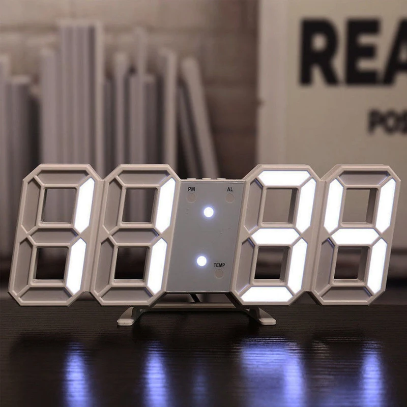 Simple Fashion Electronic 3D Luminous Digital Clock Voice-activated Silent Alarm Creative Desktop digital clock